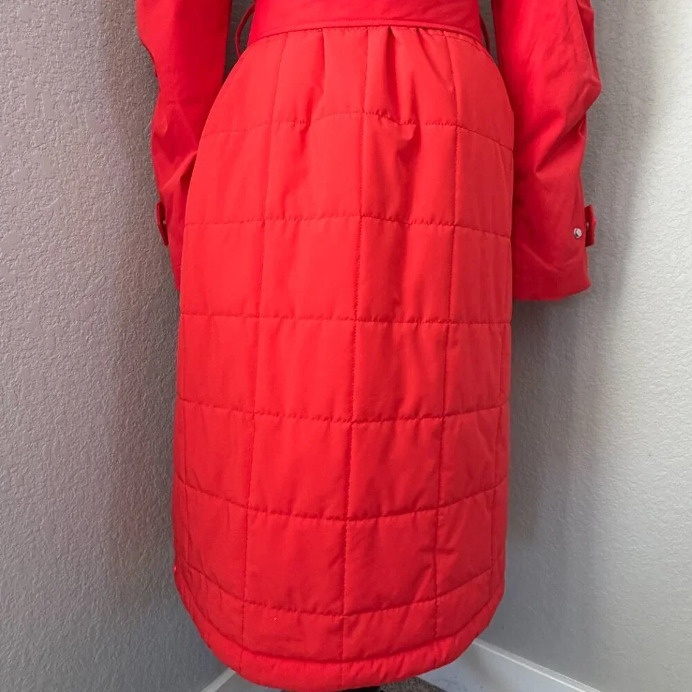 NWT HUNTER Red Chasseur Belted Insulated Hooded Long Trench Coat Small - Picture 13 of 16
